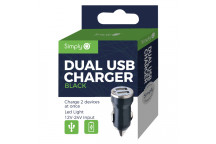 Simply Black Dual USB Car Charger