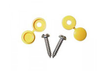 Pearl Number Plate Security Screws & Caps - Yellow