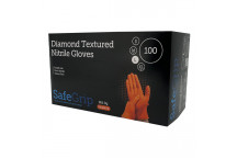 Orange Diamond Grip Nitrile Gloves Sized Large x100