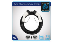 WAI Three Phase T2 Female to T2 Male 5m EV Cable