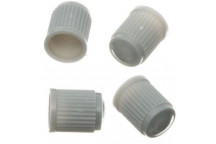 Pearl  Silver Plastic Valve Cap x4