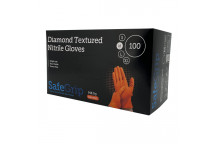 Orange Diamond Grip Nitrile Gloves Sized Medium x100