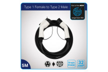 WAI Type 1 Female to Type 2 Male 5m EV Cable