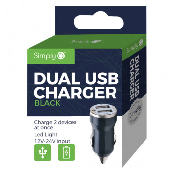 Simply Black Dual USB Car Charger
