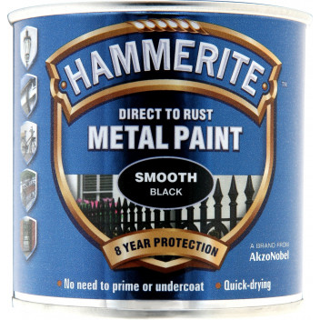 Hammerite Smooth Black Metal Paint - 250ml