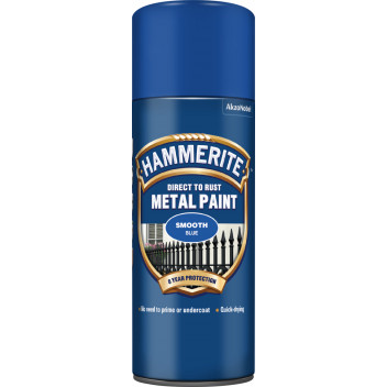 Hammerite Smooth Blue Metal Paint - 400ml Aerosol