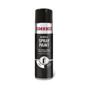 Simoniz Satin Black Acrylic Spray Paint - 500ml Aerosol