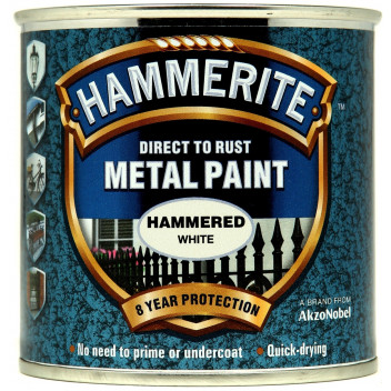 Hammerite Hammered White Metal Paint - 250ml