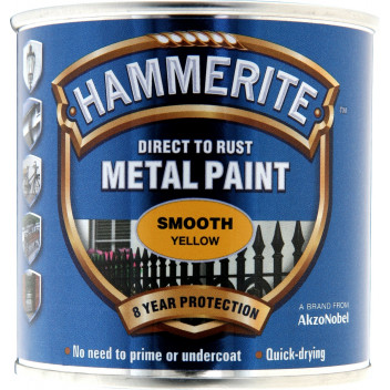 Hammerite Smooth Yellow Metal Paint - 250ml