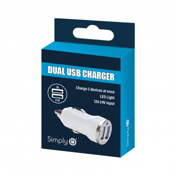 Simply White Dual USB Car Charger