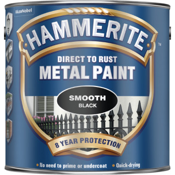 Hammerite Smooth Black Metal Paint - 2.5L