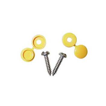 Pearl Number Plate Security Screws & Caps - Yellow