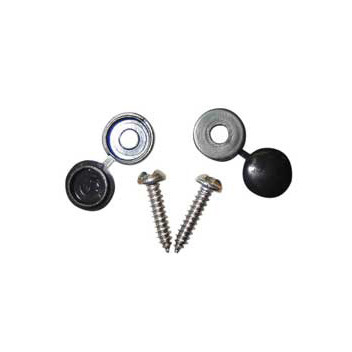 Pearl Number Plate Security Screws & Caps - Black