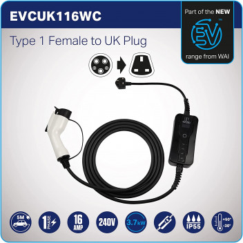 WAI Type 1 to UK Three Pin Plug EV Cable