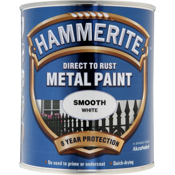 Hammerite Smooth White Metal Paint - 750ml