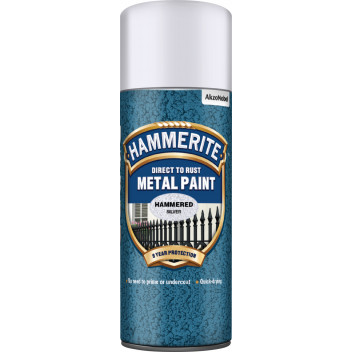 Hammerite Hammered Silver Metal Paint - 400ml Aerosol