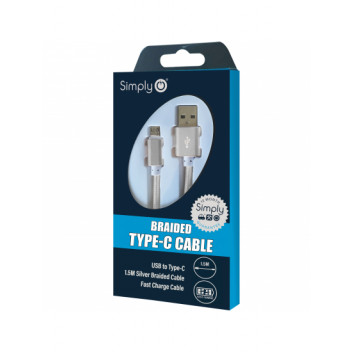 Simply Silver Type-C Braided Cable 1.5m
