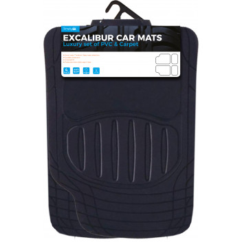 Simply Universal Fit Black Luxury PVC Car Mat - 4 Set