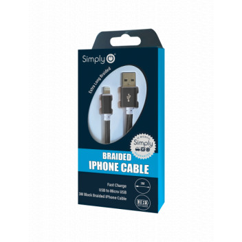 Simply 3m iPhone 5/6/7/8/X Braided Black