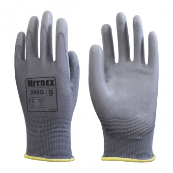 Uniglove 13gg grey polyester PU coated glove - pair - size 9