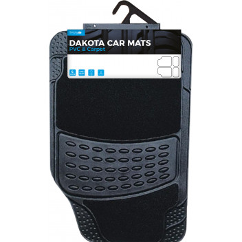 Simply Universal Fit Black PVC & Carpet Car Mat - 4 Set