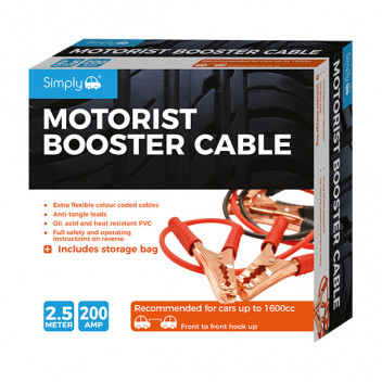 Simply 200AMP Booster Cable Red/Black up to 1600cc