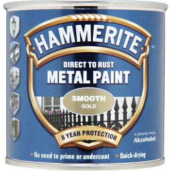 Hammerite Smooth Gold Metal Paint - 250ml