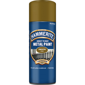 Hammerite Smooth Gold Metal Paint - 400ml Aerosol