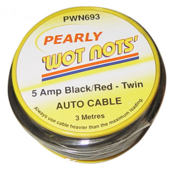 Pearl PC05 Red & Black 3m Twin Cable - 5 Amp