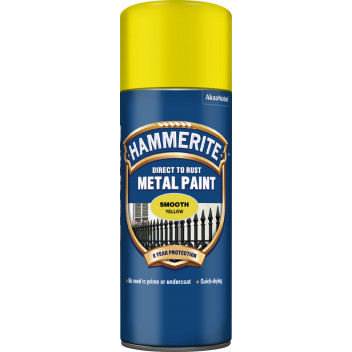 Hammerite Smooth Yellow Metal Paint - 400ml Aerosol