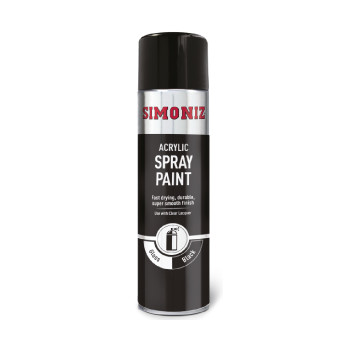 Simoniz Gloss Black Acrylic Spray Paint - 500ml Aerosol