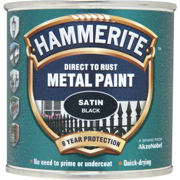 Hammerite Satin Black Metal Paint - 250ml