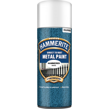 Hammerite Hammered White Metal Paint - 400ml Aerosol