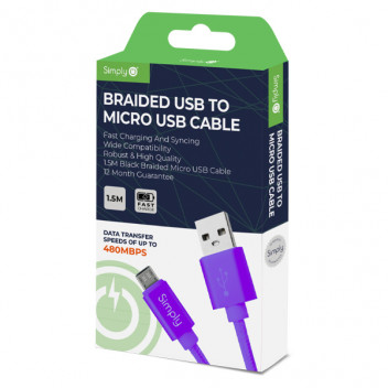 Simply Micro USB Braided Cable Purple