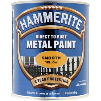 Hammerite Smooth Yellow Metal Paint - 750ml