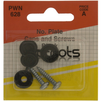 Pearl Number Plate Caps & Screws - Black