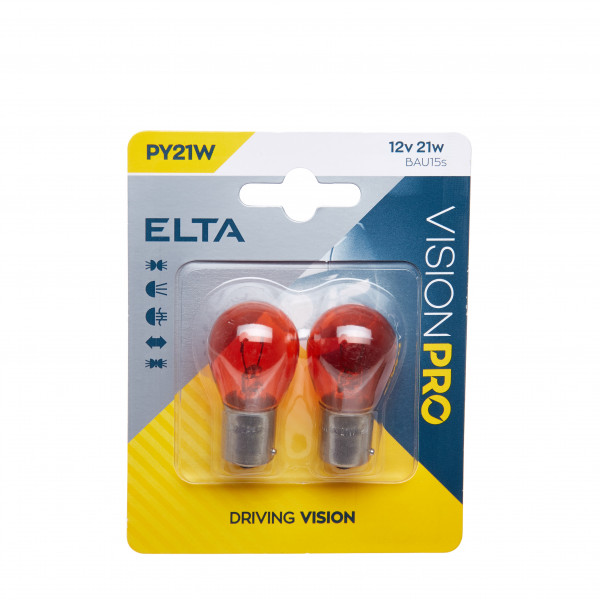 Vision Pro 12v 21w Bau15s Amber 'E' twin blister image